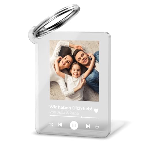 Spotify Schlüsselanhänger mit Foto Bild im Musik Song Cover Design - mit Wunschtext o. Namen -...