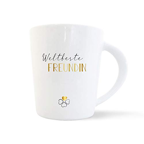 mintkind® Kaffeebecher Weltbeste Freundin | Porzellan Kaffee Becher Tasse Weiß | Geschenk für...