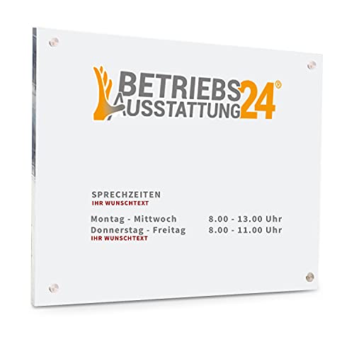 Betriebsausstattung24® Individuell gefertigtes Türschild mit Wunschlogo & Text | Acrylglas, 29,7 x...