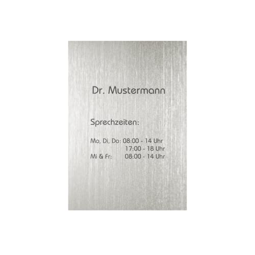 Praxisschild mit personalisierter Gravur in Edelstahl-Optik aus Acryl - 400 x 300 mm - großes...