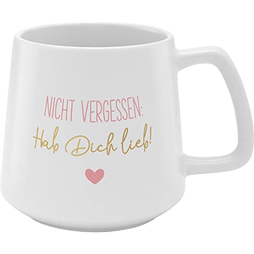 GRUSS & CO Tasse konisch 'Hab dich lieb!' | Steinzeug, 43 cl, mehrfarbig | Geschenk Verliebte |...