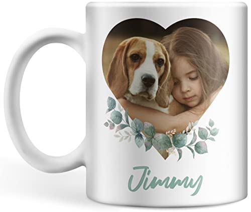 Tasse personalisiert mit Foto und Text in einem Herzausschnitt, personalisierte Fototasse für...