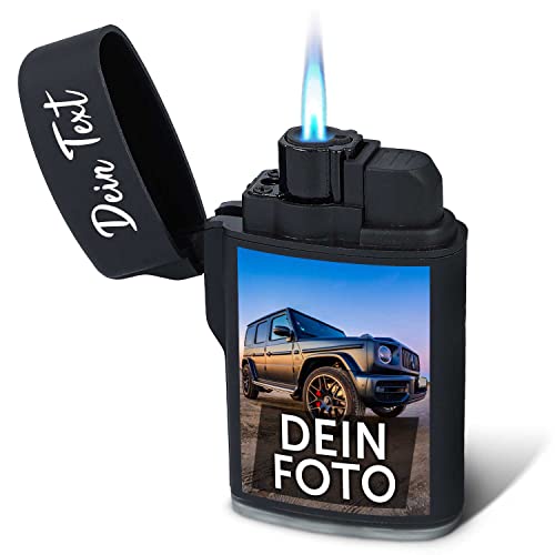 GRAVURZEILE Personalisiertes Feuerzeug – Mit Foto & Text gestalten – Perfektes Vatertagsgeschenk...