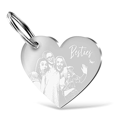 CHRISCK design Schlüsselanhänger personalisiert mit Foto Gravur Herz Form - Partner Liebes...