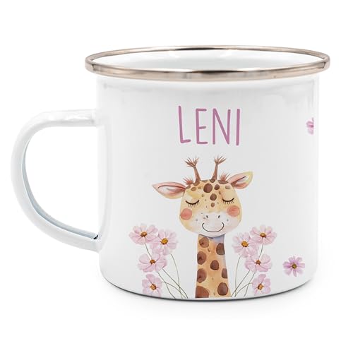 Kidsmood - Emaille Tasse Personalisiert mit Namen- Robuste Kinder Tasse für Camping & Alltag -...