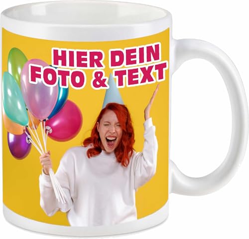 Kiwistar Tasse weiß – Keramik 330 ml -individuell personalisiert mit Foto & Wunschtext bedruckt -...