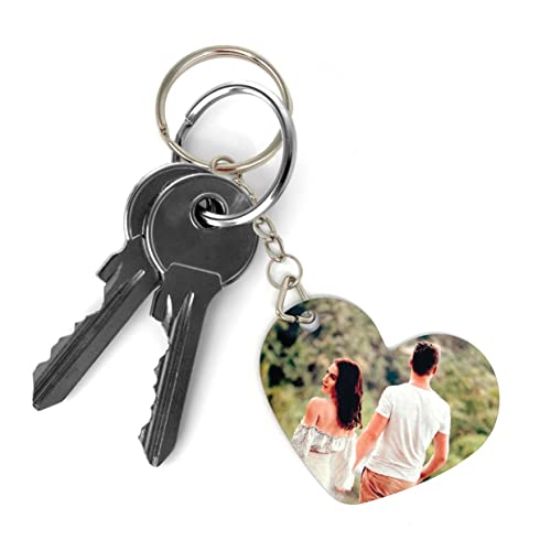 Saphir Design Schlüsselanhänger personalisiert Foto beidseitig Metall Herz 5x4,5cm |...
