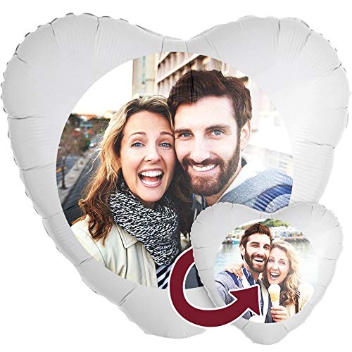 Personalisierter Foto-Ballon 35cm Herz als Geschenkidee und Überraschung heliumgefüllt 2-Seitig...