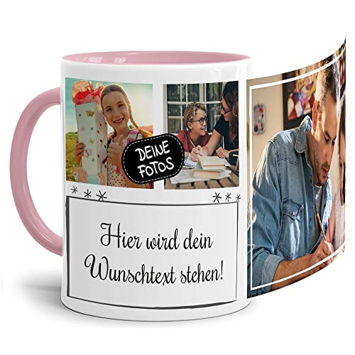 Foto-Tasse selbst gestalten mit Text & Collage für 3 Fotos - Geschenk für Familie, Freunde,...
