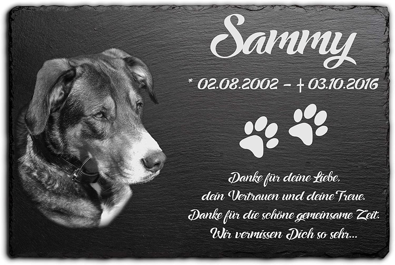 Grabstein für Tiere mit Foto und Namen gestalten