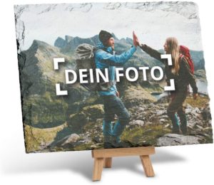 Schieferplatte mit Foto bedruckt auf Holz-Staffelei in der Größe 20 x 15 cm