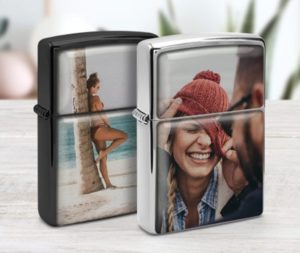 Zippo mit Foto aufgedruckt in schwarz und silber